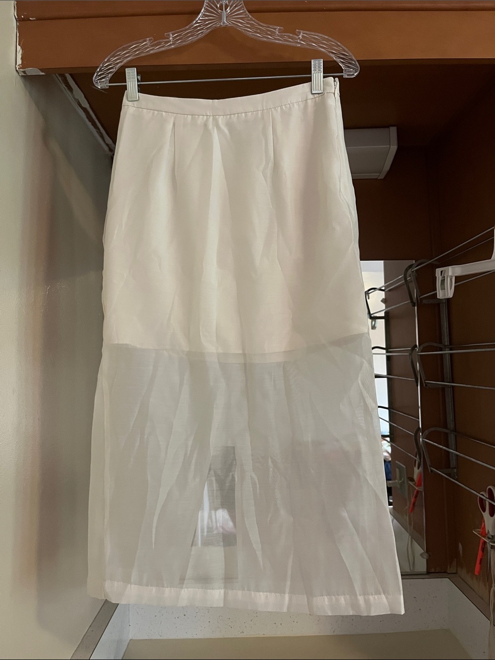 a new day White Maxi Skirt with Sheer Lower Panel